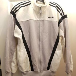 VINTAGE ADIDAS TRACK JACKET WHITE BLACK STRIPE